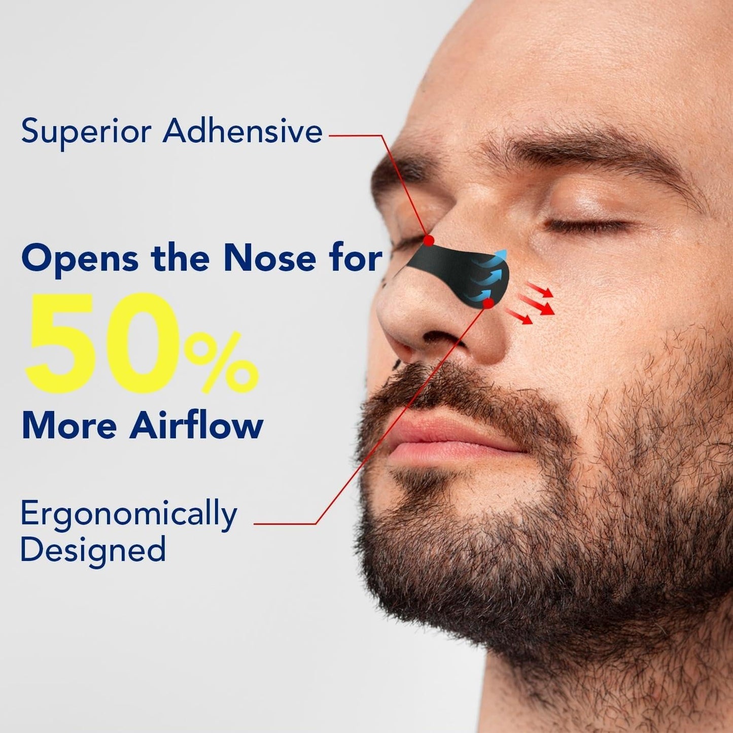 60 Pcs Nasal Strips for Snoring - Extra Strength Nose Strips for Breathing with Strong Adhesion - Sweat Resistant Design for All Day Use - Improvess Sleep and Workout Performance - Black