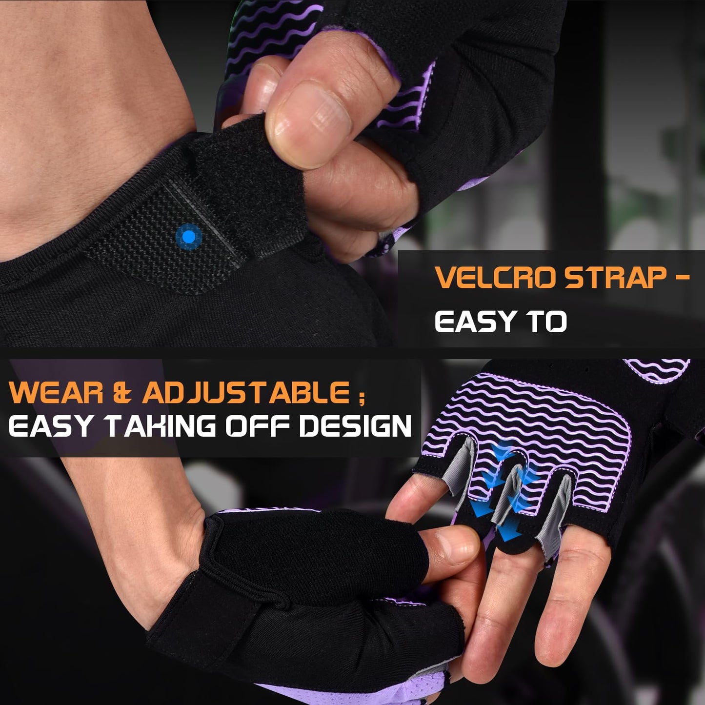 SUNNEX Gym Gloves for Women Workout Fingerless Weightlifting Lightweight Breathable Fitness Gloves Sports Training Lifting Weight Cycling Climbing Rowing Purple