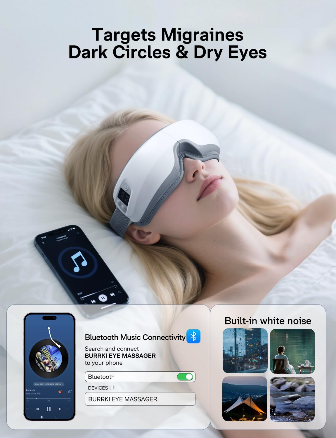 Eye Massager with Heat and Cooling, Valentines Day Gifts for Women Men, Heated Eye Mask Reduces Migraines, Dry Eyes, Headache Relief Eye Care Devices, Birthday Gifts for Her Him