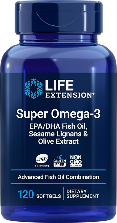 Super Omega-3 Fish Oil, Sesame & Olive Extract with Multi-Vitamin & Mineral - 120 Softgels & 120 Tablets