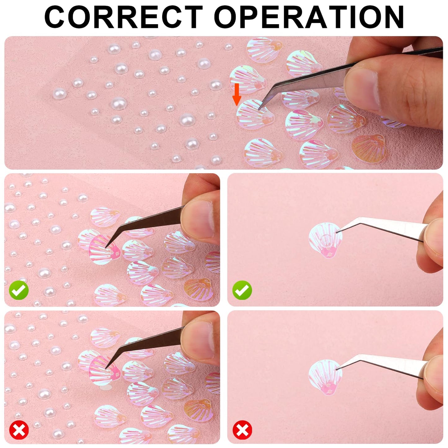 3/4/5/6 mm 61pcs Face Gems Stickers, with Pearl Round Diamond Jewels Diamonds Gemstones Stickers Festival Pink Shells Makeup Fac
