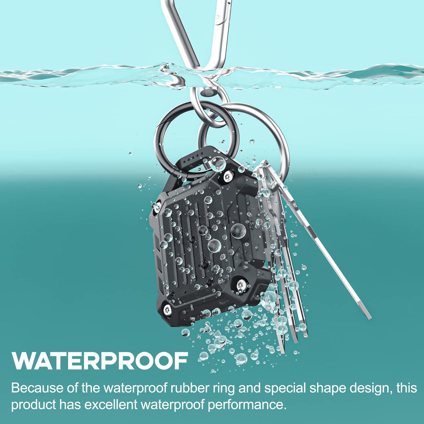 Dovick- Waterproof Keychain Holder Case Compatible With Airtag,Screw Full Cover Compatible With Apple Air Tag Tracker Key Ring (