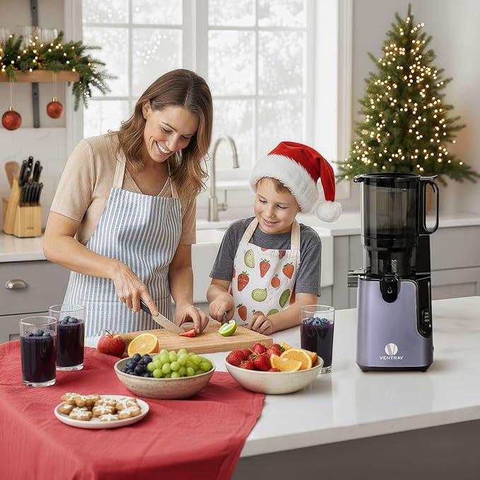 Ventray Juicer Machine, Cold Press Juicer with 5.1'' Extra Large Feed Chute for Whole Vegetables & Fruits, 250w, High Juice Yield, Easy to Clean with Brush