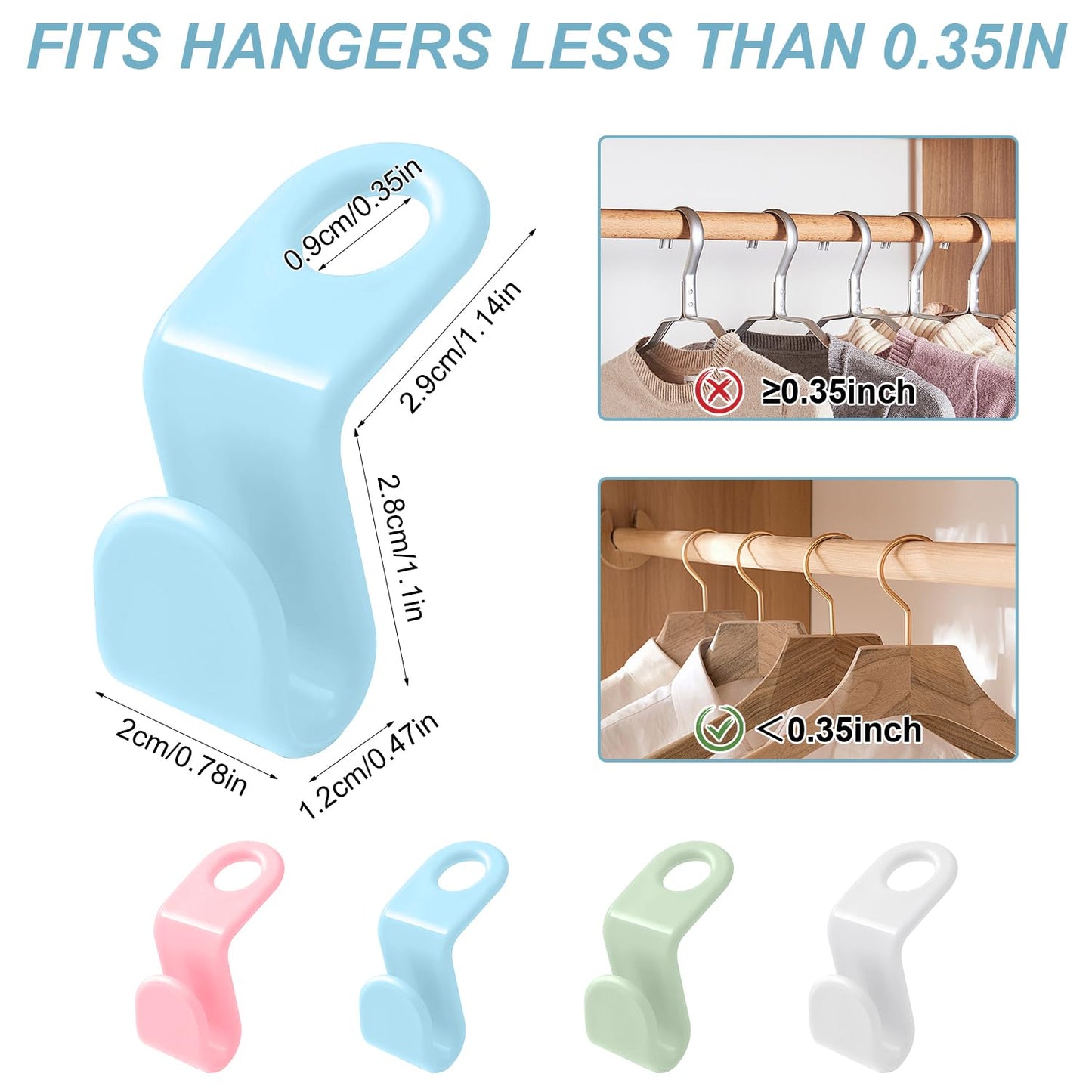 50 PCS Space Saving Hanger - Clothes Connector Hooks, Stacking Space Saver, Plastic Closet Organizers and Storage Extender for Heavy Duty Cascading Connection (White)