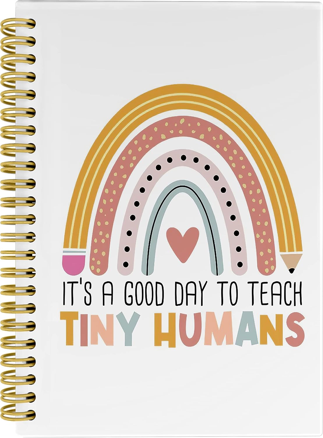Knibeo Teacher Rainbow Notebook Journal - Best Teacher Gifts, 5.5×8.3 Boho Spiral Bound Notebook with 164 Pages, Cute Teacher Notebook, Anti Anxiety Notebook