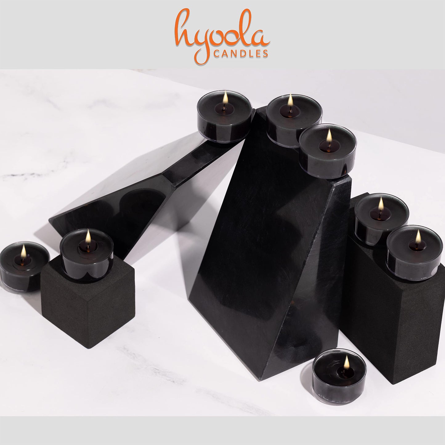 Hyoola Scented Tealight Candles - Black - 6 Hour Burn Time - 15 Pack - European Made - 1.9 Inch