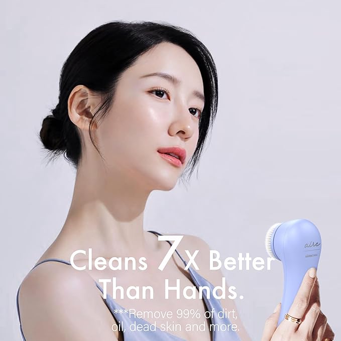 NågraCoola Face Scrubber Exfoliator, Rotating Facial Cleansing Brush for Men & Women, Rechargeable Waterproof, Electric Spin Face Scrub Brush with 2 Heads for Gentle Exfoliating & Deep Cleansing