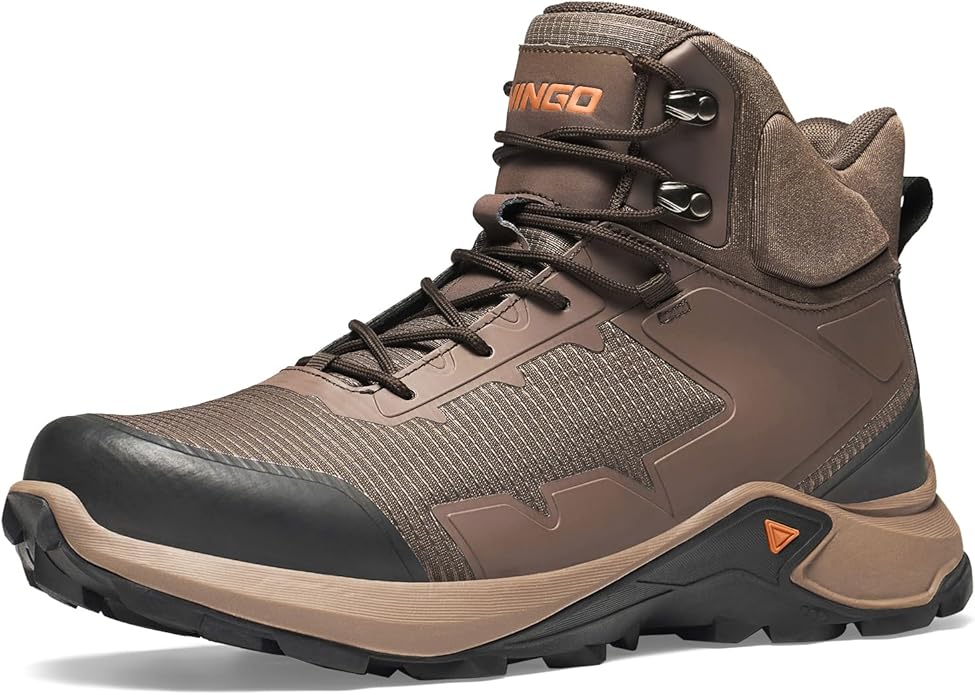 NINGO Men's Hiking Boots, Waterproof All-Terrain Hiking Shoes, Breathable Lightweight Outdoor Ankle Boots for Trekking, Ba...