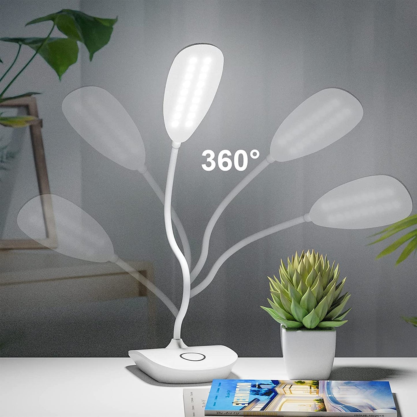 DEEPLITE LED Desk Lamp, 3 Lighting Modes, Touch Control, Portable, 2 Pack, White, Eye Caring, Flexible Gooseneck