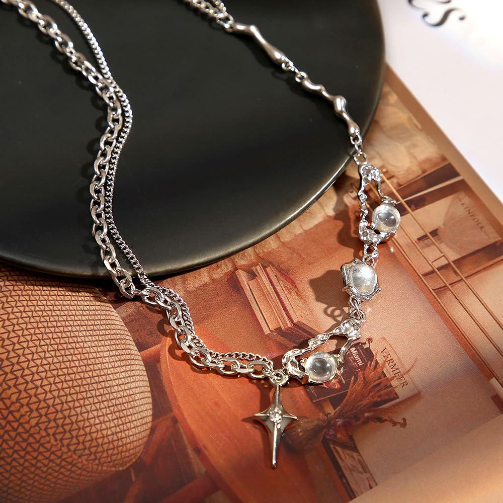 IFNODO 37pcs Silver Jewelry Set With 3 PCS Necklace, 14 PCS Bracelet, 7 PCS Ear Cuffs Earring, 6pcs Hoop Earrings,7pcs silver rings set For Women For Birthday Gifts (1009-1SL)