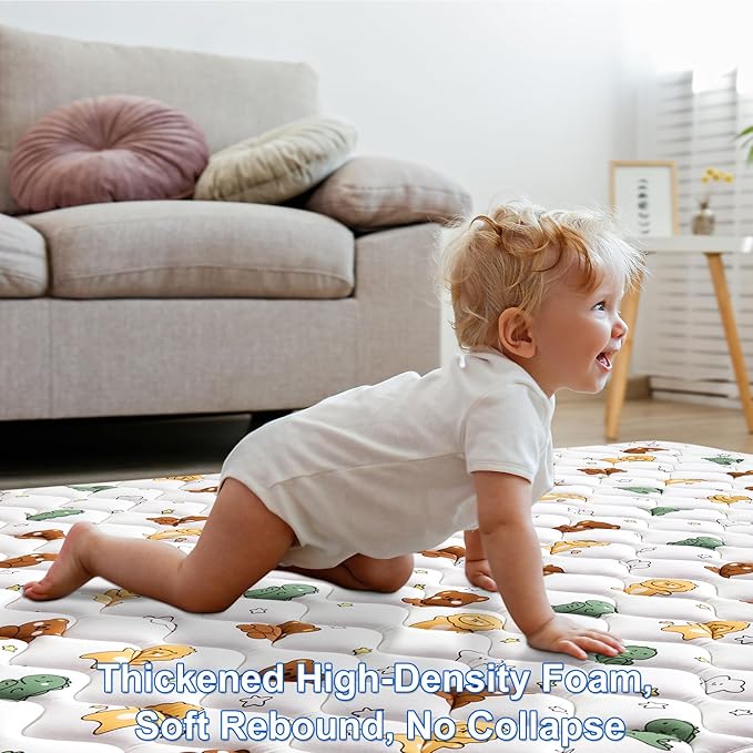 Lilyvibebearhappy Premium Foam Baby Play Mat, 72x48-Inch Baby Crawling Mat, Extra Large Soft Thicker Activity Playmats for Babies, Toddlers, Infants, Play & Tummy Time, Comfortable and Durable