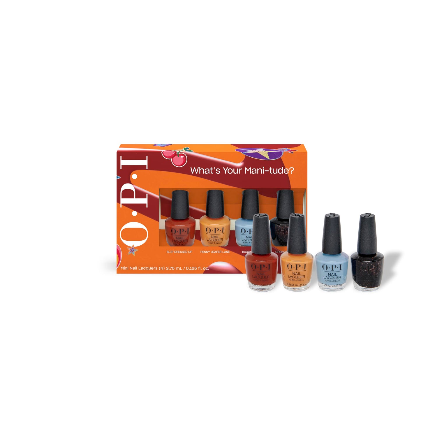 OPI Nail Lacquer 4PC Mini Pack | 4 Nail-Polish Color Shades Crme Chip Resistant Nail Polish Gift Set | What's Your Mani-tude | F