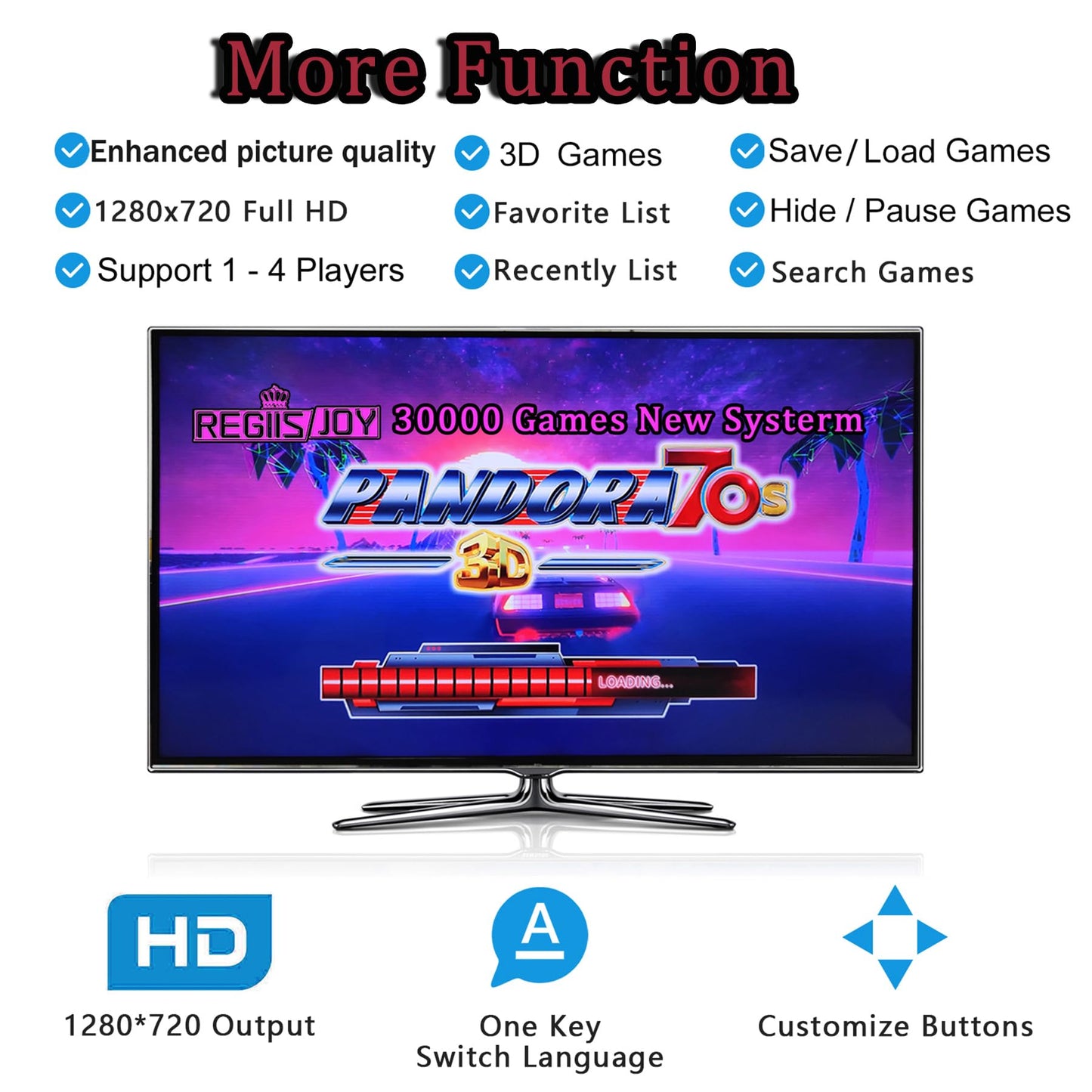 RegiisJoy 30000 in 1 Portable Arcade Game Console 14-inch HD Screen Single Player Pandoras Box 70S,Retro Video Game Machine Metal Box Search/Hide/Save/Load/Pause Games