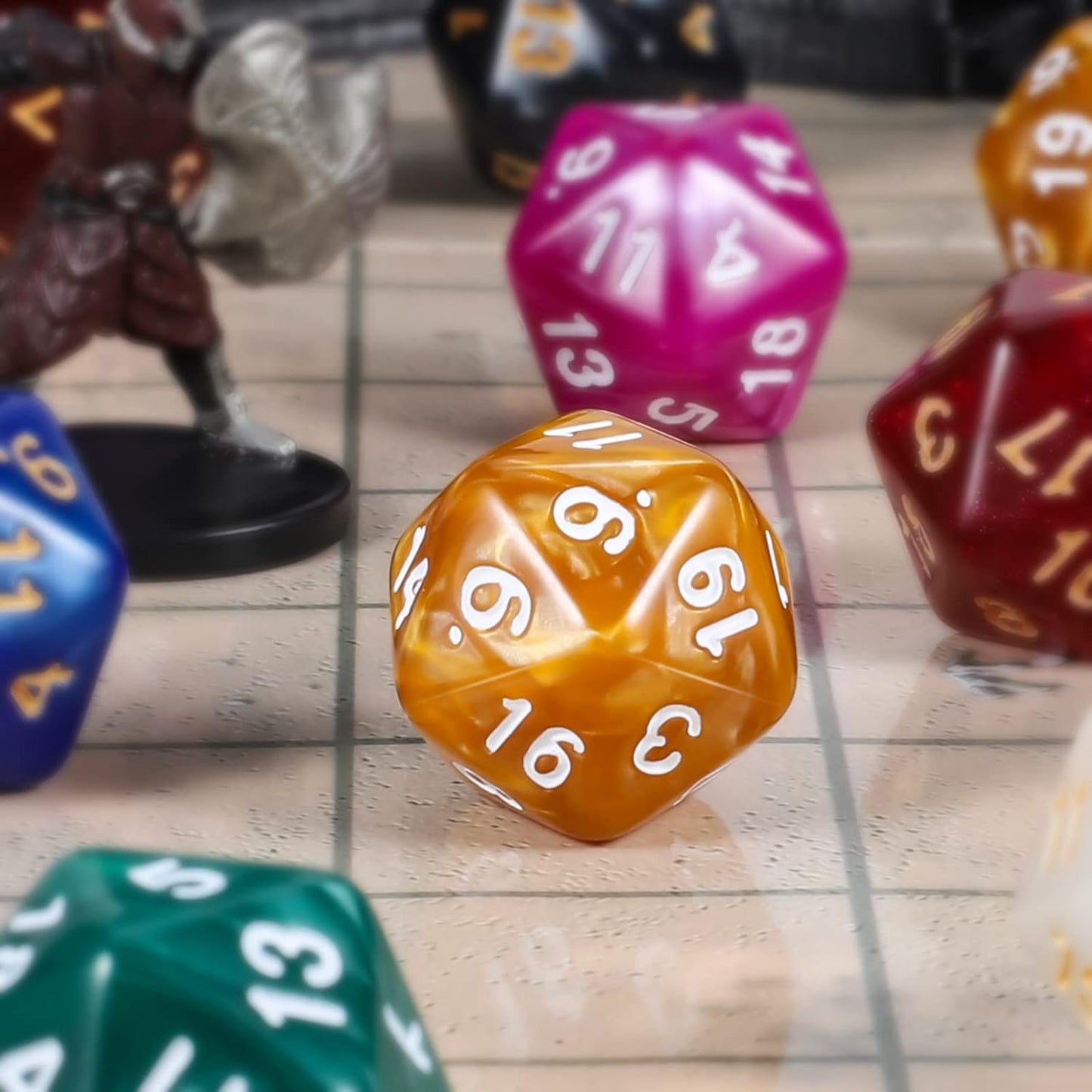 CiaraQ DND Polyhedral Dice (100pcs) with A Dice Bag Compatible with Dungeons and Dragons DND RPG MTG Role Playing Table Games (D20 dice, 10 colors-100 pcs)