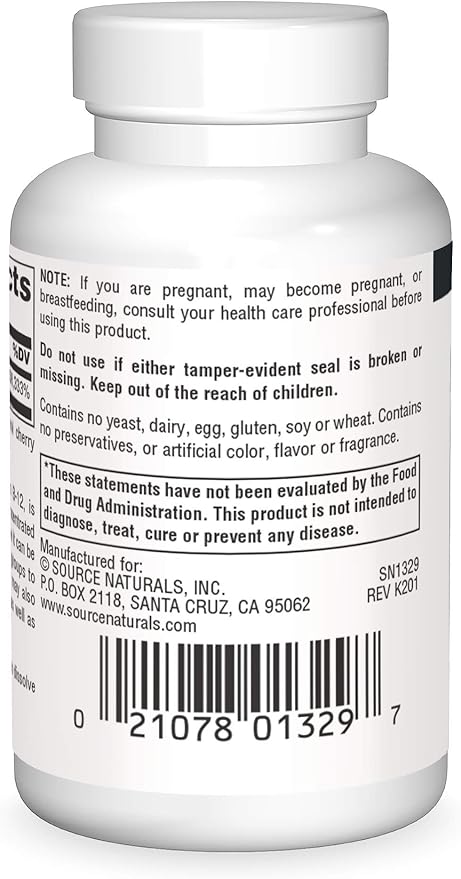 Source Naturals Methylcobalamin Vitamin B-12 5mg Cherry Flavored - 60 Lozenges