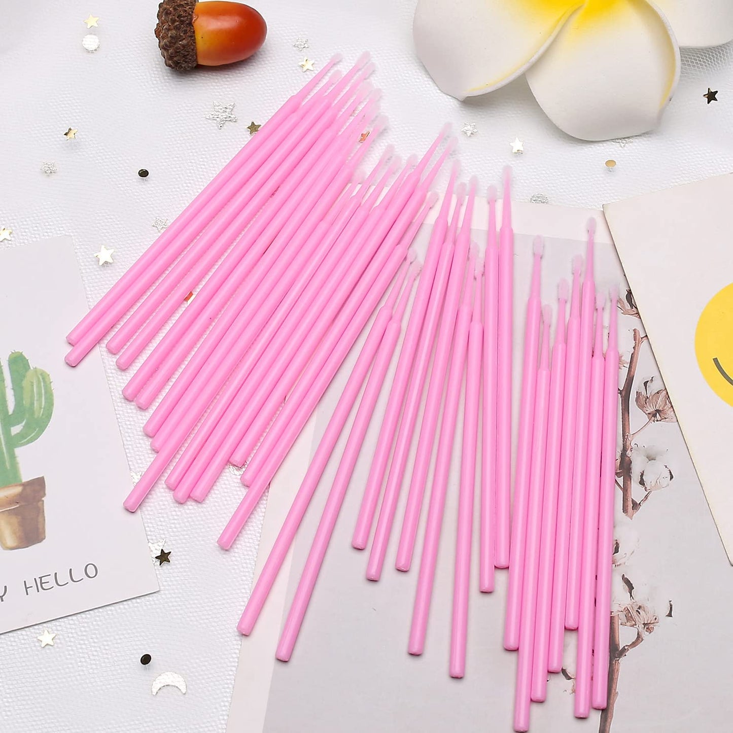 Akstore 600 PCS Disposable Micro Applicators Brush Eyelash Extension (Pink)