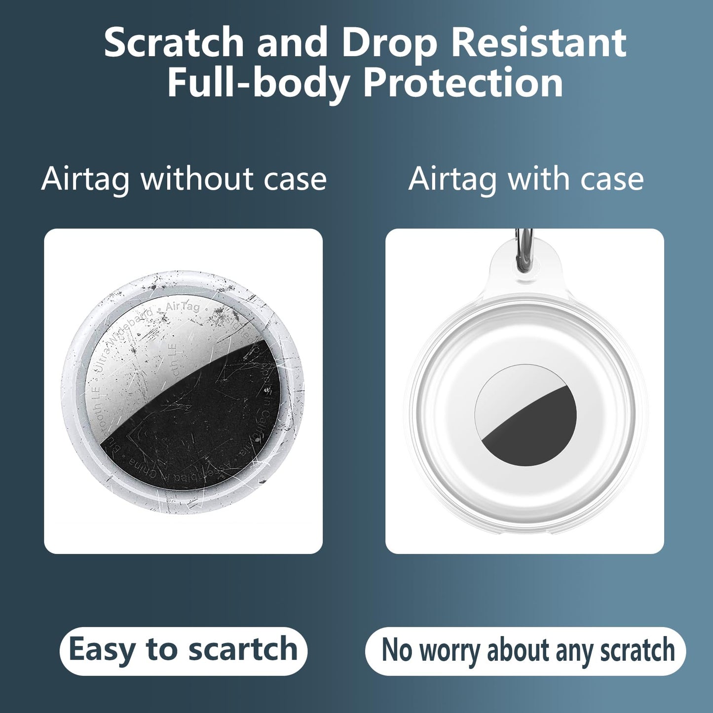 2 Pack Ipx8 Waterproof Compatible With Airtag Keychain Holder Case,Lightweight, Anti-Scratch,Easy Installation,Soft Full-Body Sh