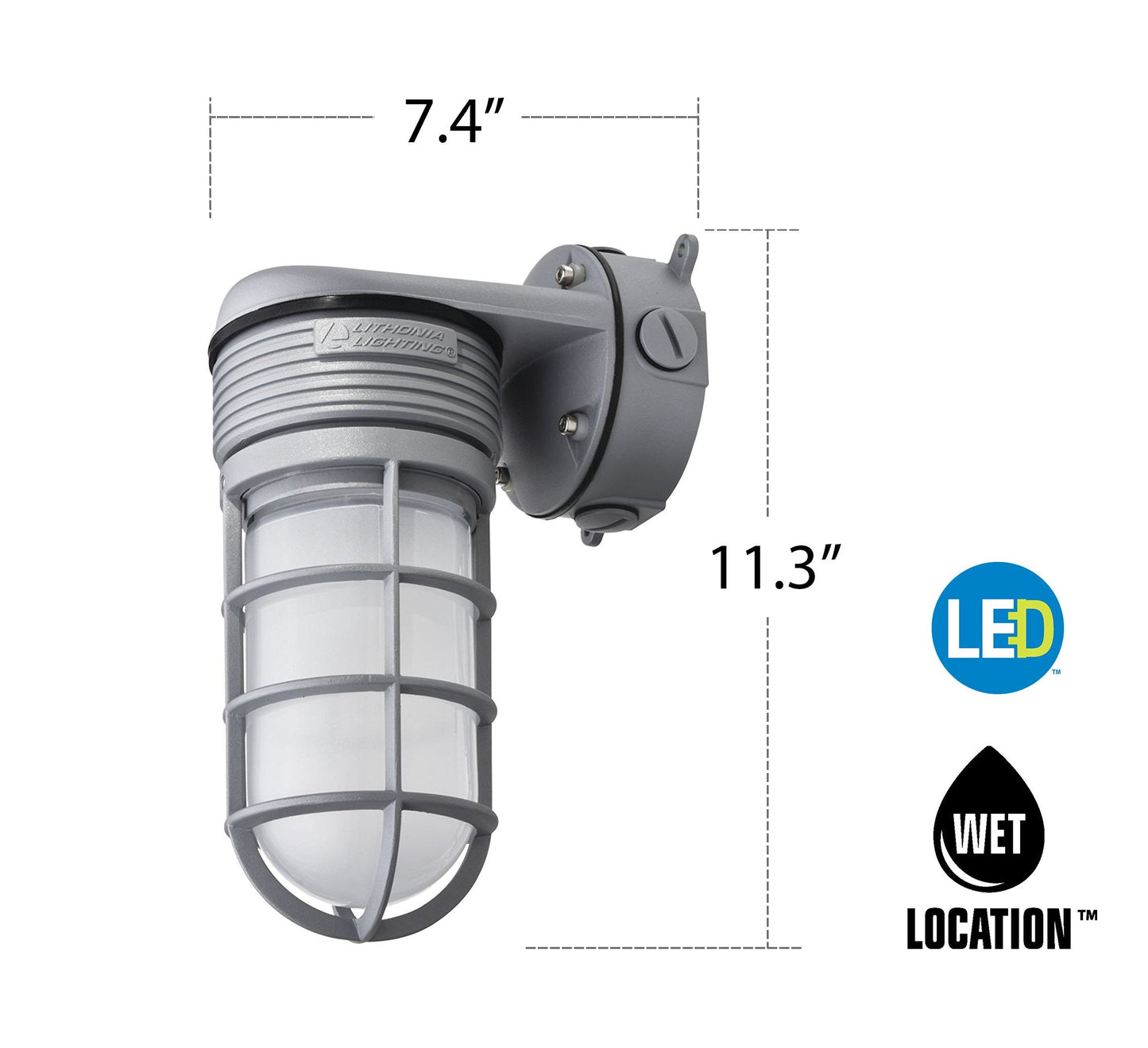 Lithonia Lighting OLVTWM M6 Wall Mount LED Vapor Tight Light, 600 Lumens, 4000K, 15 Watts, MVOLT, Gray