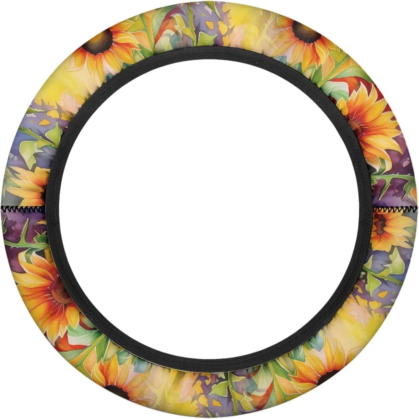 Sunflower Golf Cart Steering Wheel Cover Vintage 13 Inch Steering Wheel Covers Sun Shade Cover Comfortable Vehicle Accessories Decor