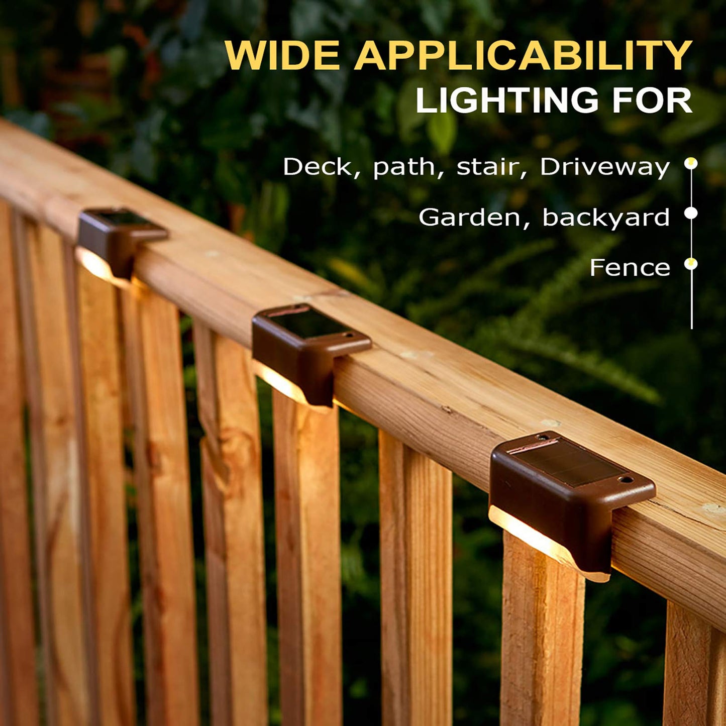 Phereu Solar Deck Lights, 16 Pack LED Waterproof Outdoor Lights for Railing, Stairs, Fence, Warm White, Brown, Durable ABS Material