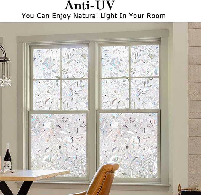 Kromapolis Window Film, Window Privacy Film, Window Vinyl Glass Covering, Stained Glass Decorative Film, Window Film Privacy Frosted Static Clings, Non-Adhesive, No-Glue (23.6 x 157.4 inch)