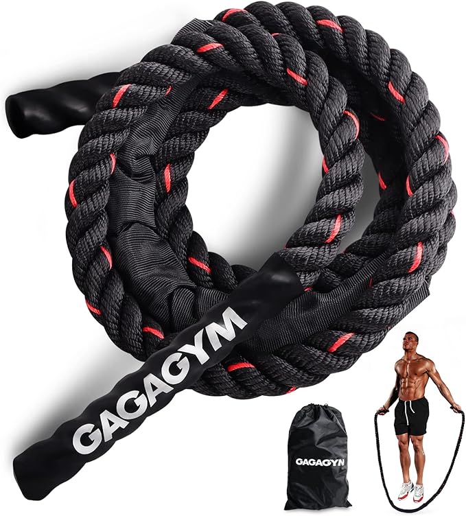Weighted Jump Rope for Fitness - 9.8ft Heavy Battle Ropes for Exercise, 3LB Workout Rope for Women & Men, Skipping Rope Fo...