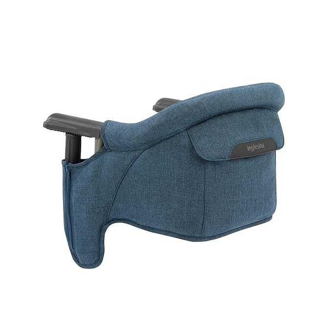 Inglesina Fast Table Chair, Slate Blue Melange - Portable Baby High Chair - for Babies & Toddlers up to 37 lbs - Fits Tables 0.8'' to 3.5'' Thick - Compact & Easy to Use - Travel Bag Included