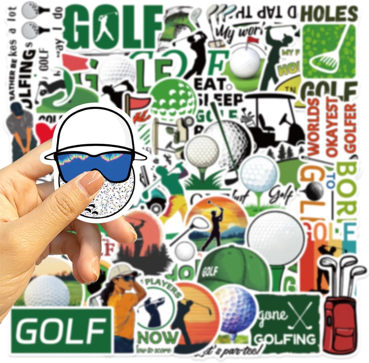 50Pcs Graffiti Golf Stickers, Waterproof Vinyl Stickers for Laptop, Water Bottle, Kindle, Suitcase, Bicycle, Notebooks, Scrapbooking, Journal