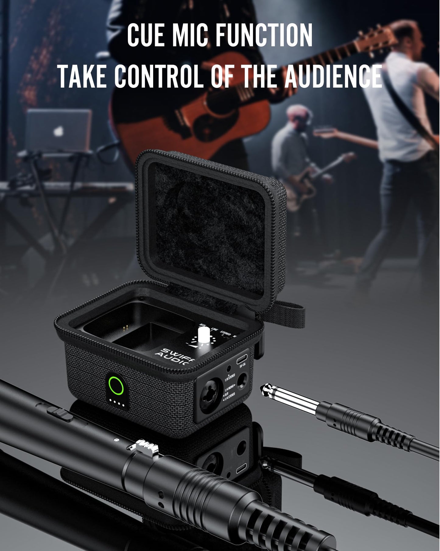 Wireless In Ear Monitor System, 5.8Ghz Stereo In-Ear Monitoring System With Led Screen Receiver And Charging Case Transmitter Bu