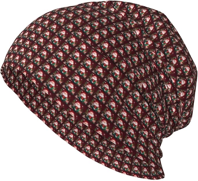 sackhg Merry Christmas Santa Claus Gift Print Winter Beanie Hat Men Women Soft Lightweight Thermal Cap for Outdoor Skiing ...