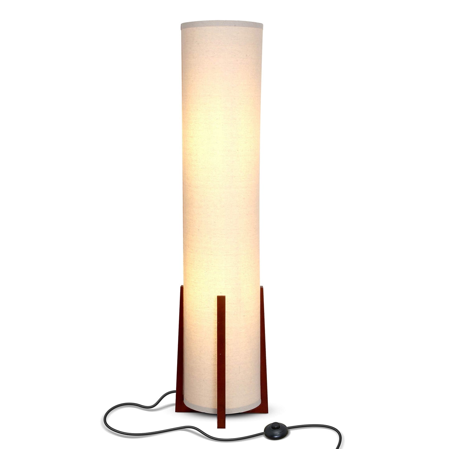 Brightech Parker Floor Lamp - 48 Inch Tall, Wood Frame, Brown, Asian Design for Living Rooms and Offices