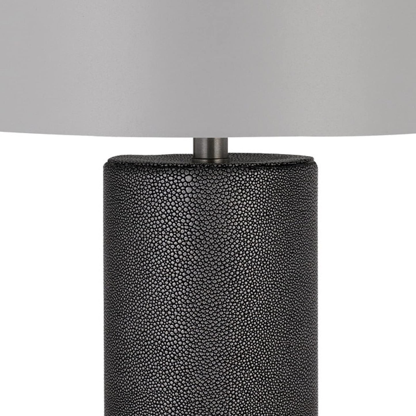 Benzara Ceramic Table Lamp, 27 in., Dimmer, Faux Leather Wrapped, Gray, Model BM272316