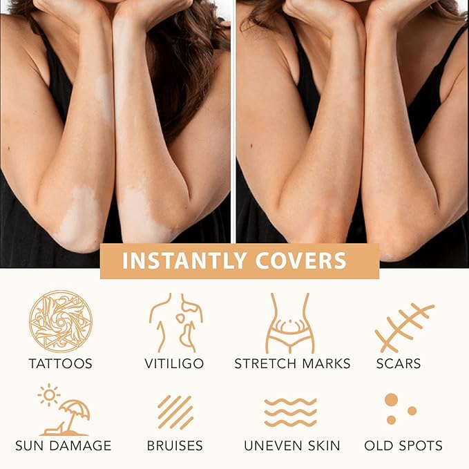 Leg Makeup Waterproof No Transfer, Leg And Body Scar Cover Up, Tattoo Cover Up Makeup Waterproof For Long Lasting, Even Skin Tone, Natural Radiance, For All Skin Tones (#02 Medium Glow)