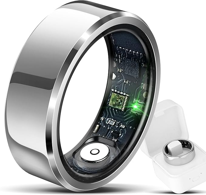 Hugrow Smart Ring for Men & Women, Fitness Tracker with Sleep/Step/Heart Rate/Calorie Counter, IP68 Waterproof Wearable Ri...