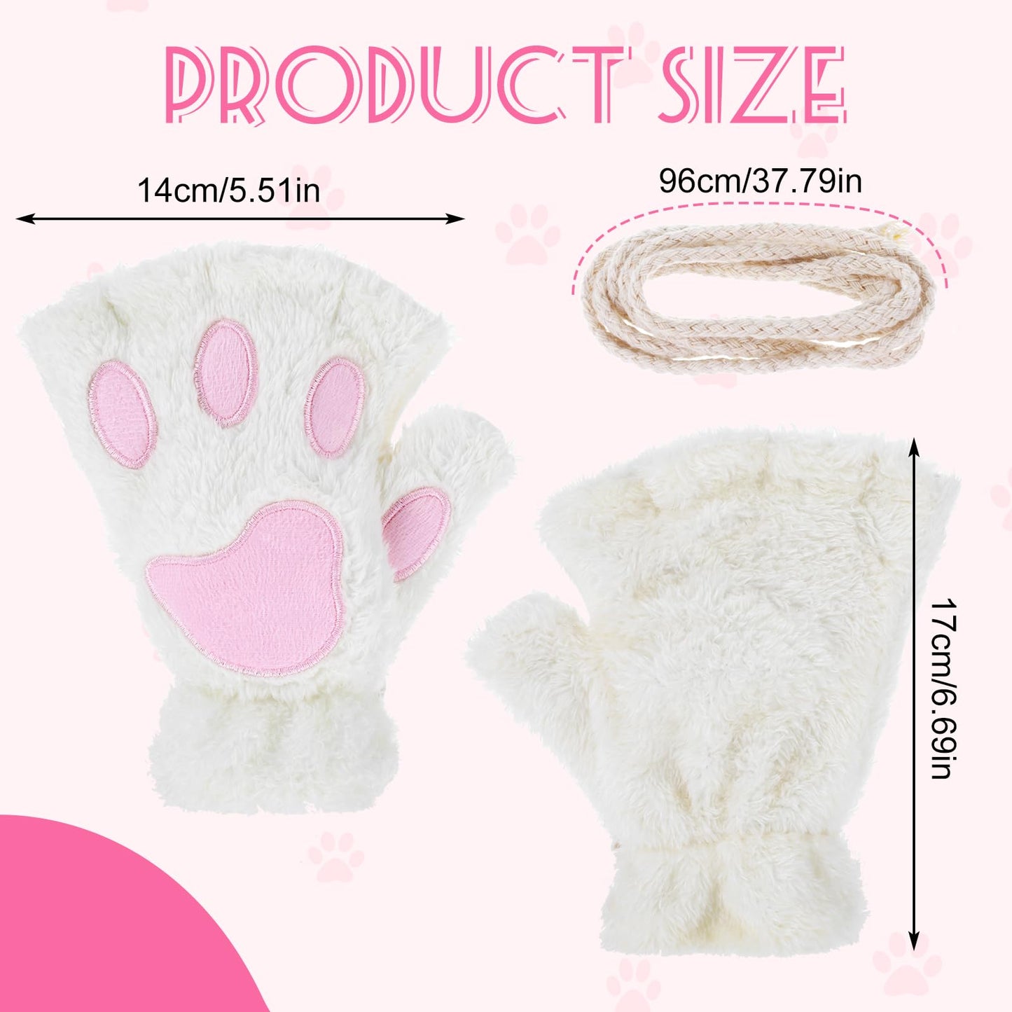Sibba 2 Pcs Cat Paws Gloves Fingerless Bear Furry Paw Cute Hand Paw Gear Cosplay Costume Accessories Mittens Cute Paw Gear Cosplay Costume Accessories Women Glove Novelty Clothing