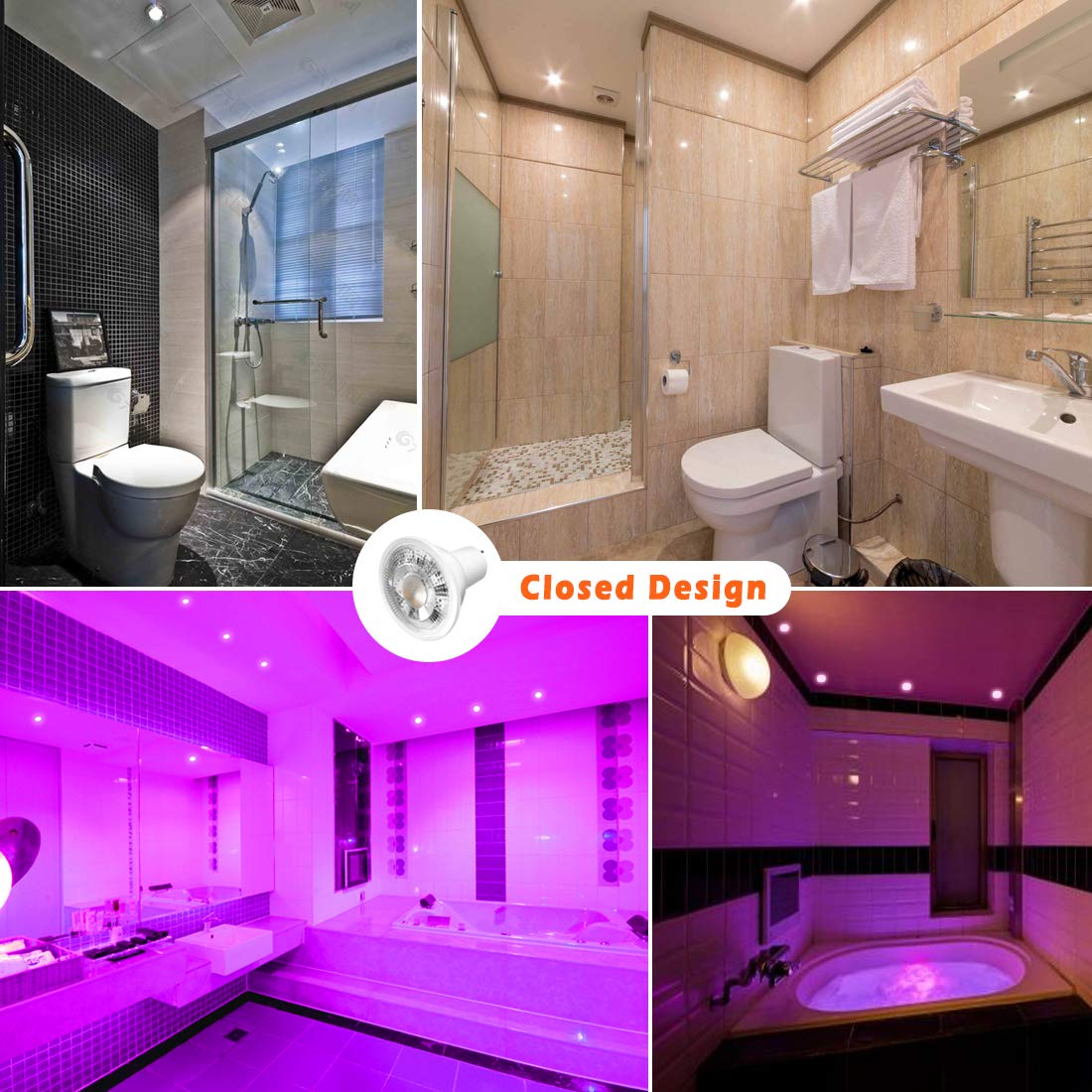 Yangcsl GU10 LED Bulbs, Color Changing, 400LM, 45° Beam Angle, 6 Pack, RGB + Warm White, Mood Lighting