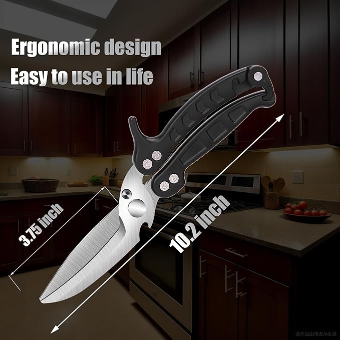 Poultry Shears Scissors Heavy Duty,Kitchen Shears,Multi-purpose Stainless Steel Kitchen Scissors for Christmas Turkey Food, Chicken,Fish,Meat,Separable easy to clean thoroughly,Dishwasher Safe.