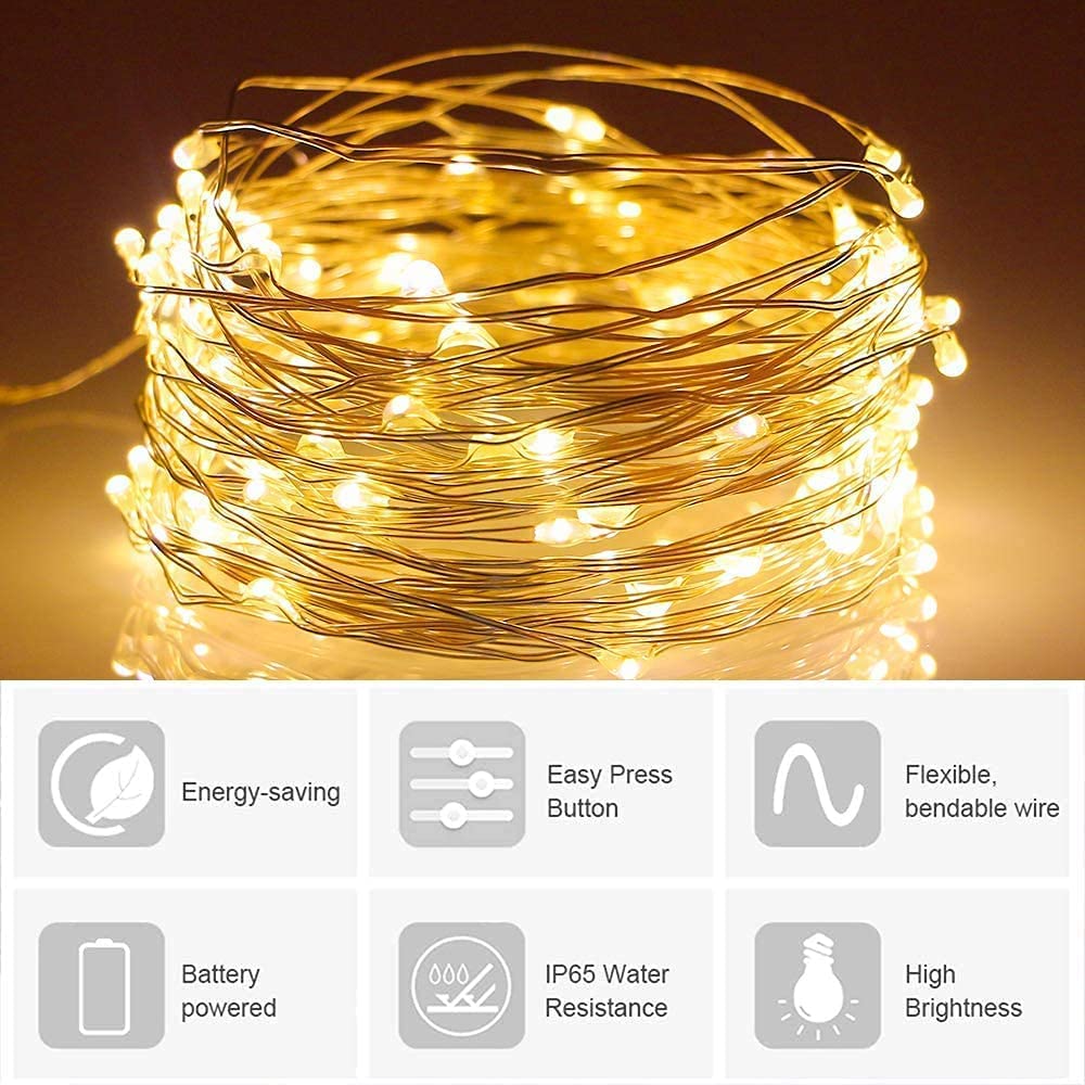 Metaku Led String Lights - 33 Ft Warm White Waterproof Twinkle Lights For Home, Garden, Wedding - 4Pc Decorative Starry Lights (Ledc-10M-4P)