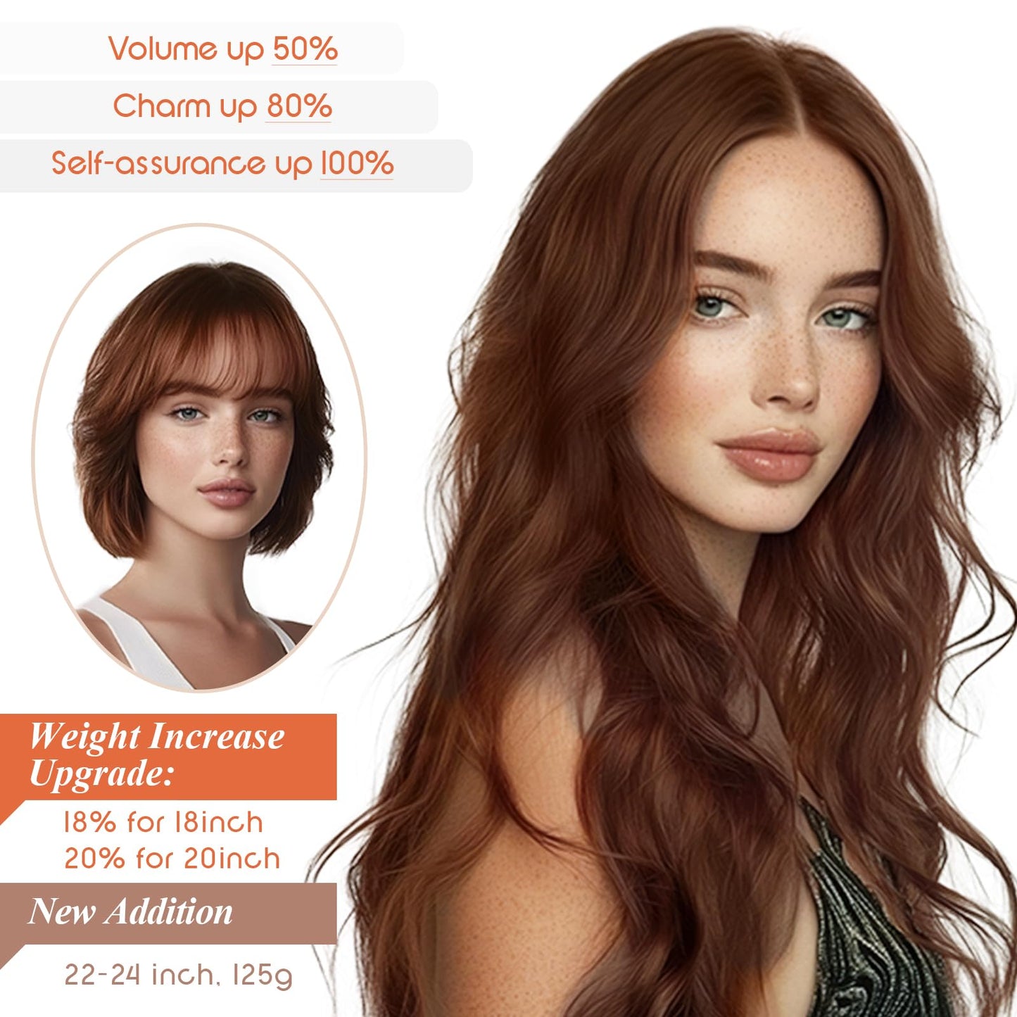 Sunny Wire Hair Extensions Human Hair invisible wire hair extensions Auburn Red #33 20 Inch