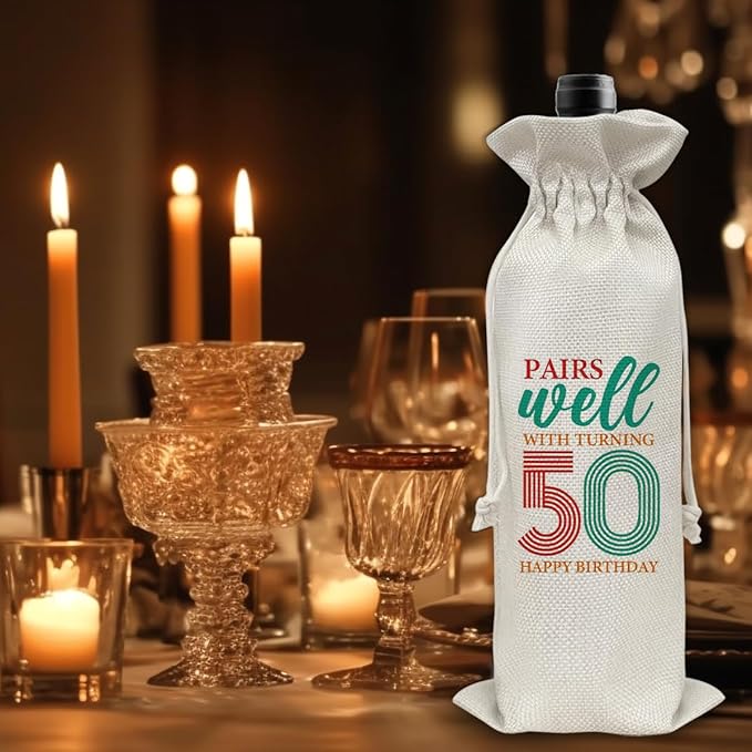50th Birthday Gifts Wine Bag Congratulations Gifts for Women Men Parents Mom Dad Anniversary Favors 1974 Birthday Wine Gift Bag