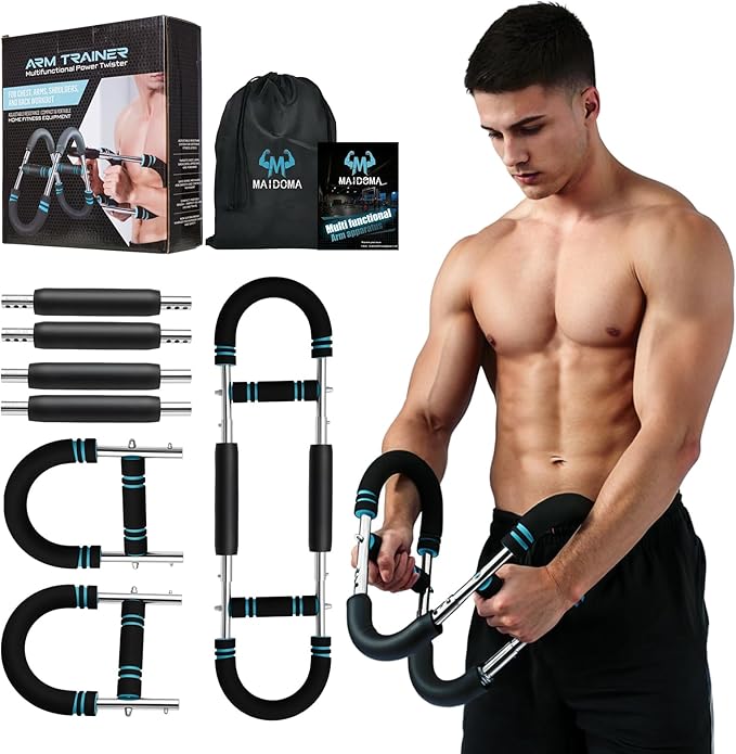 Twister Arm Trainer with 4 Springs, 30-120lb Adjustable 6 Resistance Levels Twister Arm Chest Exerciser, Portable Chest Wo...