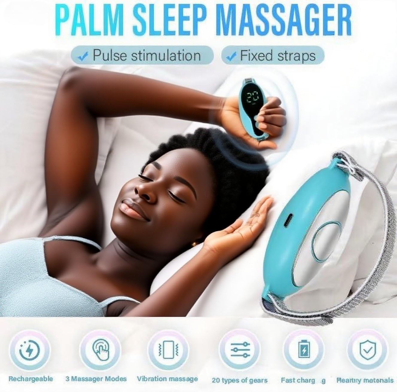 Sleep Aid Device Handheld Low Frequency Pulse of microcurrent Sleep Machine Insomnia Relief Anxiety Help Sleep (Blue, Standard)