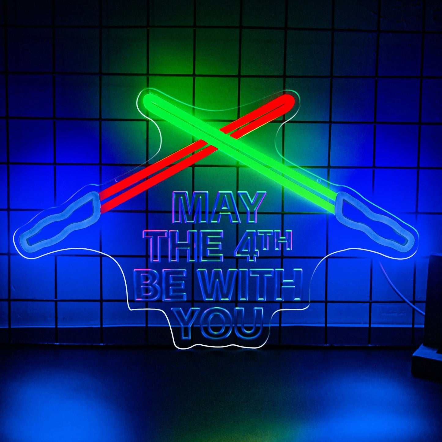 Lightsaber Neon Sign May The 4th Be With You Neon Signs Game Room Decor Dimmable Led Swords Light for Wall Decor Bedroom Living
