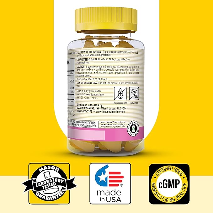 MASON NATURAL Collagen Gummies, Supports Healthy Skin, Bones & Joints, Tropical Flavor, Kosher, 60 Gummies