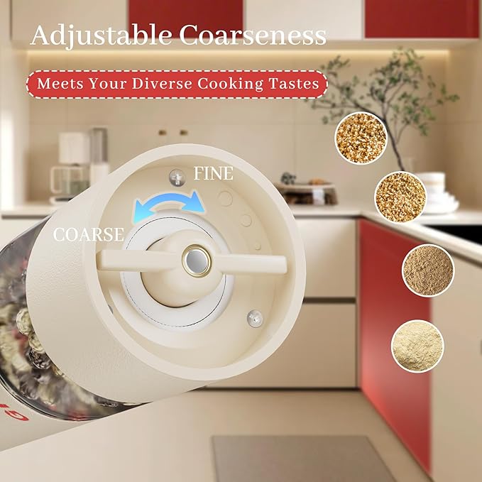 Christmas Gift/Deal Electric Salt and Pepper Grinder Set, USB Rechargeable Adjustable Coarseness Automatic Salt Pepper Mill Shakers/Grinder Kitchen Spice Mill, Home Chefs Idea for House Warming
