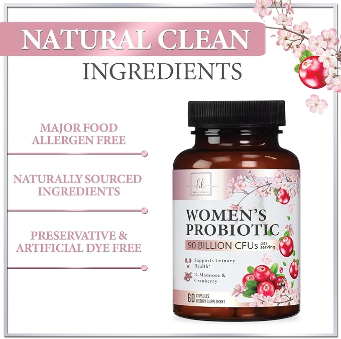 Probiotics for Women 90 Billion CFU, pH Balance for Feminine Vaginal Odor, 16 Probiotic Strains with Prebiotics, Cranberry, D-Mannose & Digestive Health, Immune Support, Shelf Stable - 60 Capsules