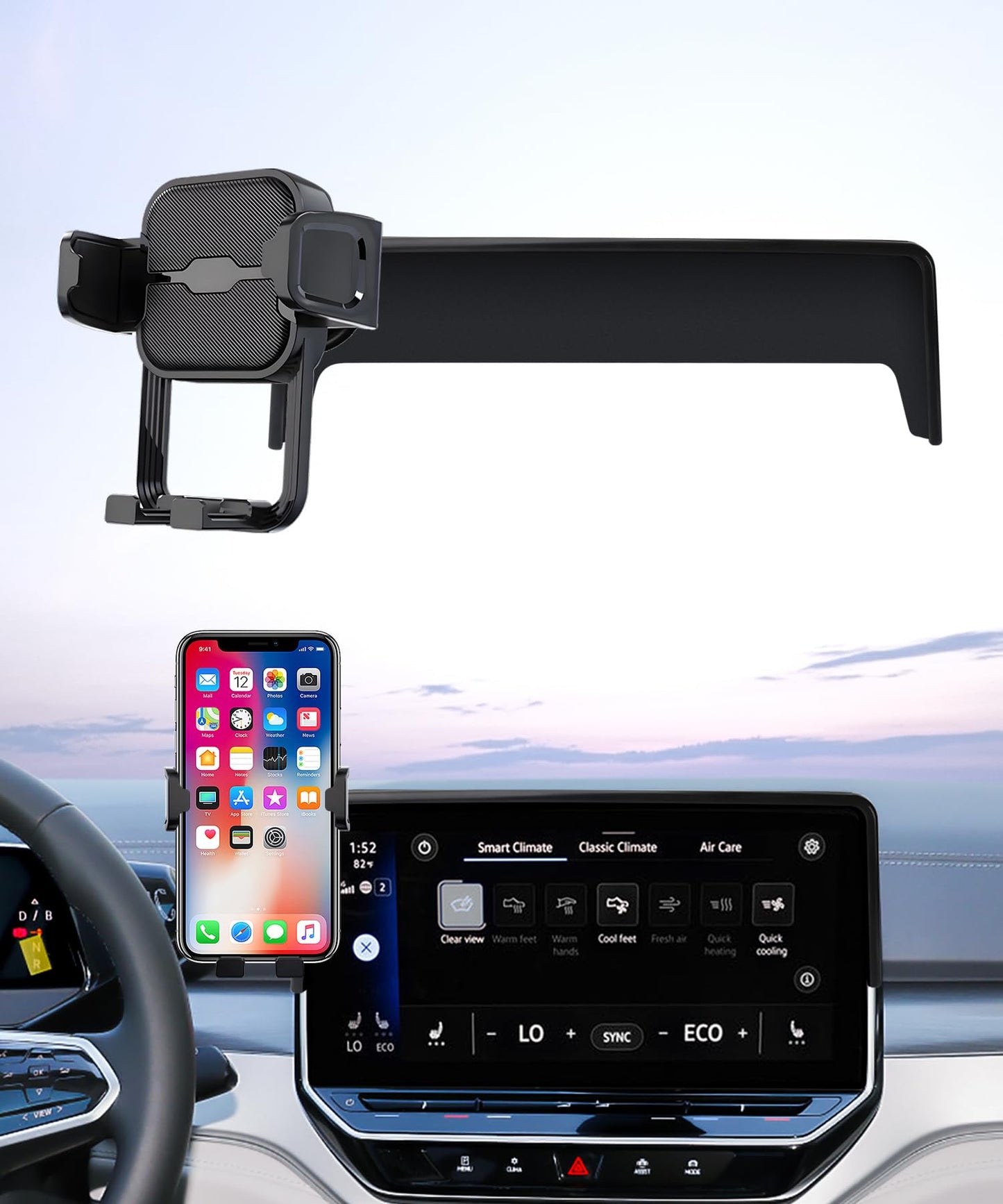 Masergogo Car Phone Holder For 2021-2024 Volkswagen Id.4 / Vw Id4, 360 Rotation, 12 Inch Screen Fixed Clip, Auto Accessories Nav