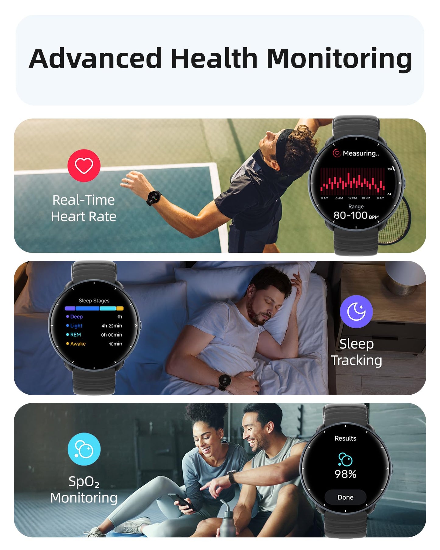 Parsonver Swimming Smart Watch, 5ATM Waterproof for Pool & Open Water, Built-in GPS & Compass, AMOLED Screen Fitness Tracker with 100+ Sports Modes, Heart Rate & Sleep Monitor, AI Swim Analysis, Black