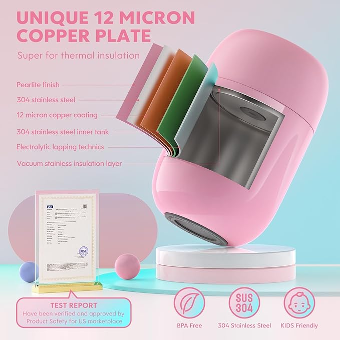 DaCool Insulated Food Jar Food Thermo Kids Thermo for Hot Food 16 oz Stainless Vacuum Bento Lunch Therm for Kids Girls Adult with Spoon Leak Proof for School Office Picnic Travel Outdoors, Pink
