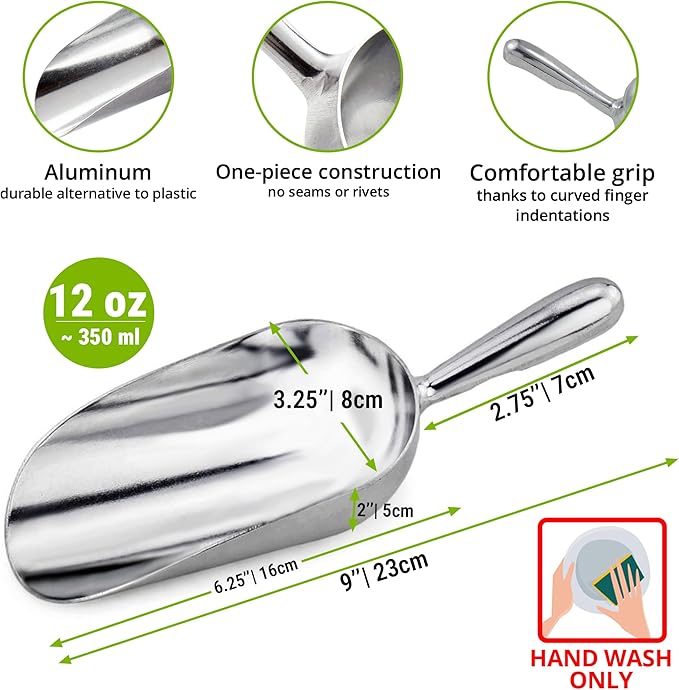 CUSINIUM 12 oz Aluminum Ice Scoop with Holder